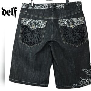 Delf Vintage Embroidered Jeans Shorts Men's 40x14.5